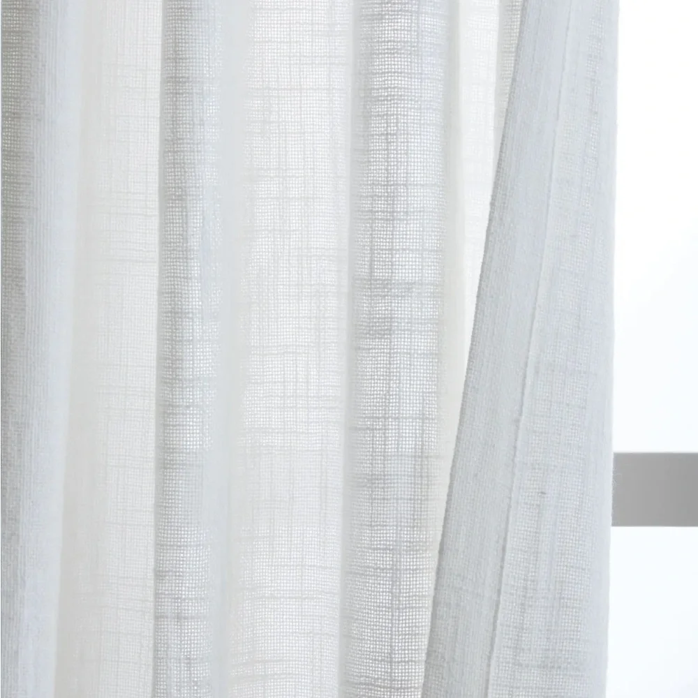 QUINCE Cotton Sheer Curtain Set 2 Panels White 48x84